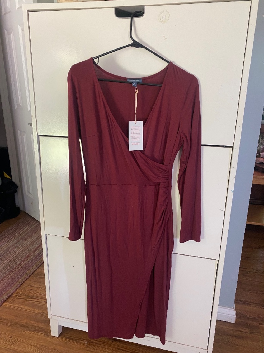 Red fall color ModCloth new with tags dress wrap around style classic stretchy